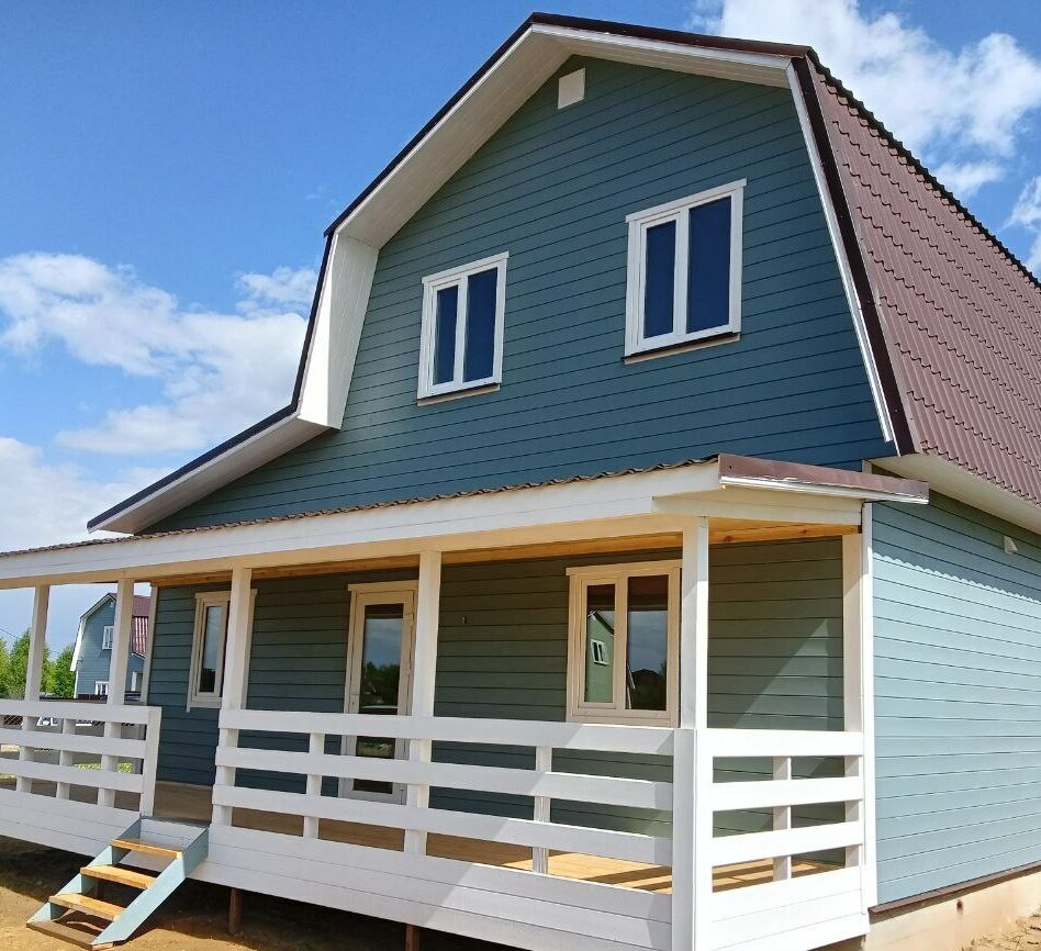 Стандарт. Площадь дома 80 кв.м, Размеры 6х9м. В доме 3 спальни, кухня-гостинная, сан.узел.